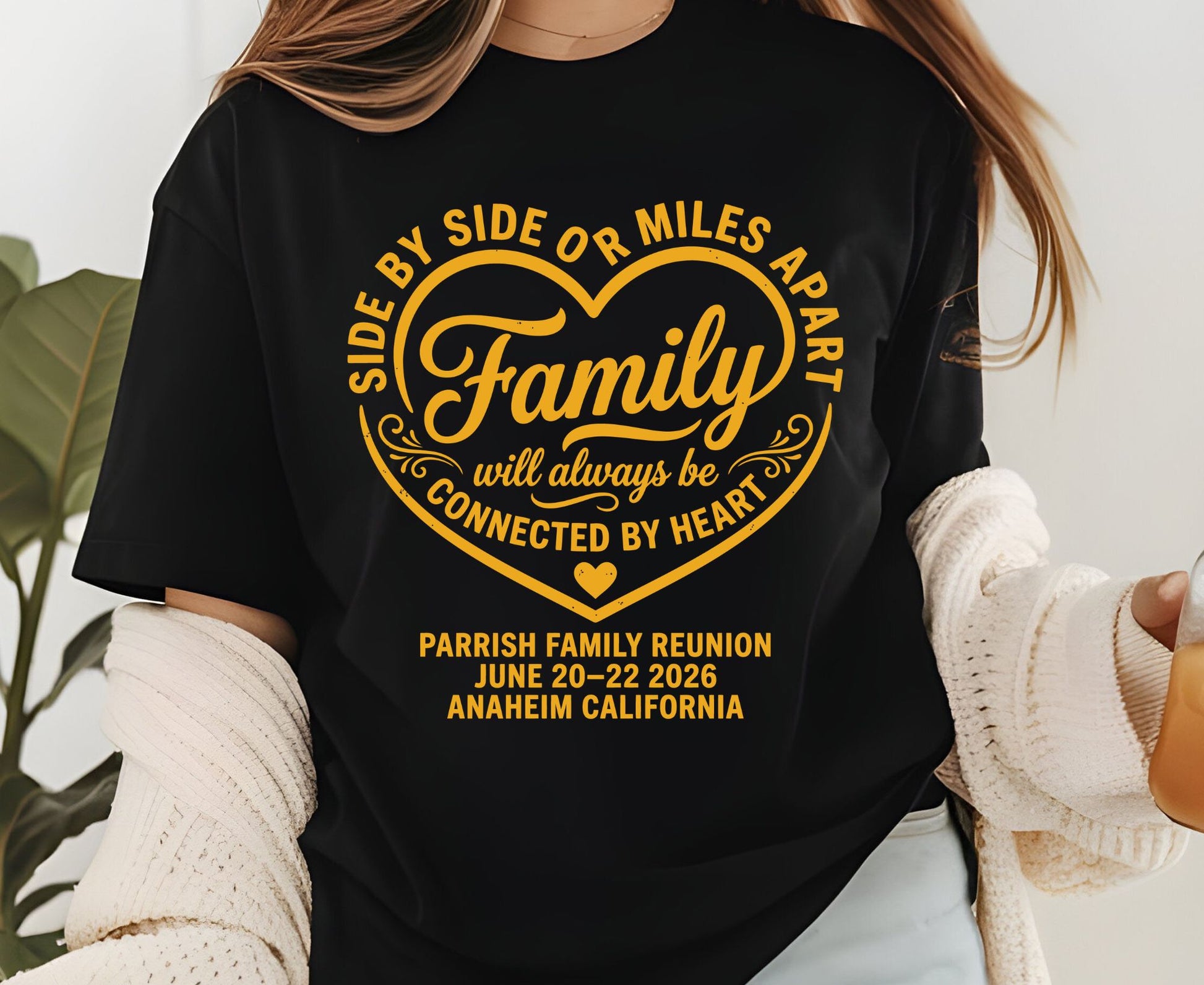 Custom Family Reunion T Shirt Side By Side Or Miles Apart Shirt Connected By Heart Family Tops