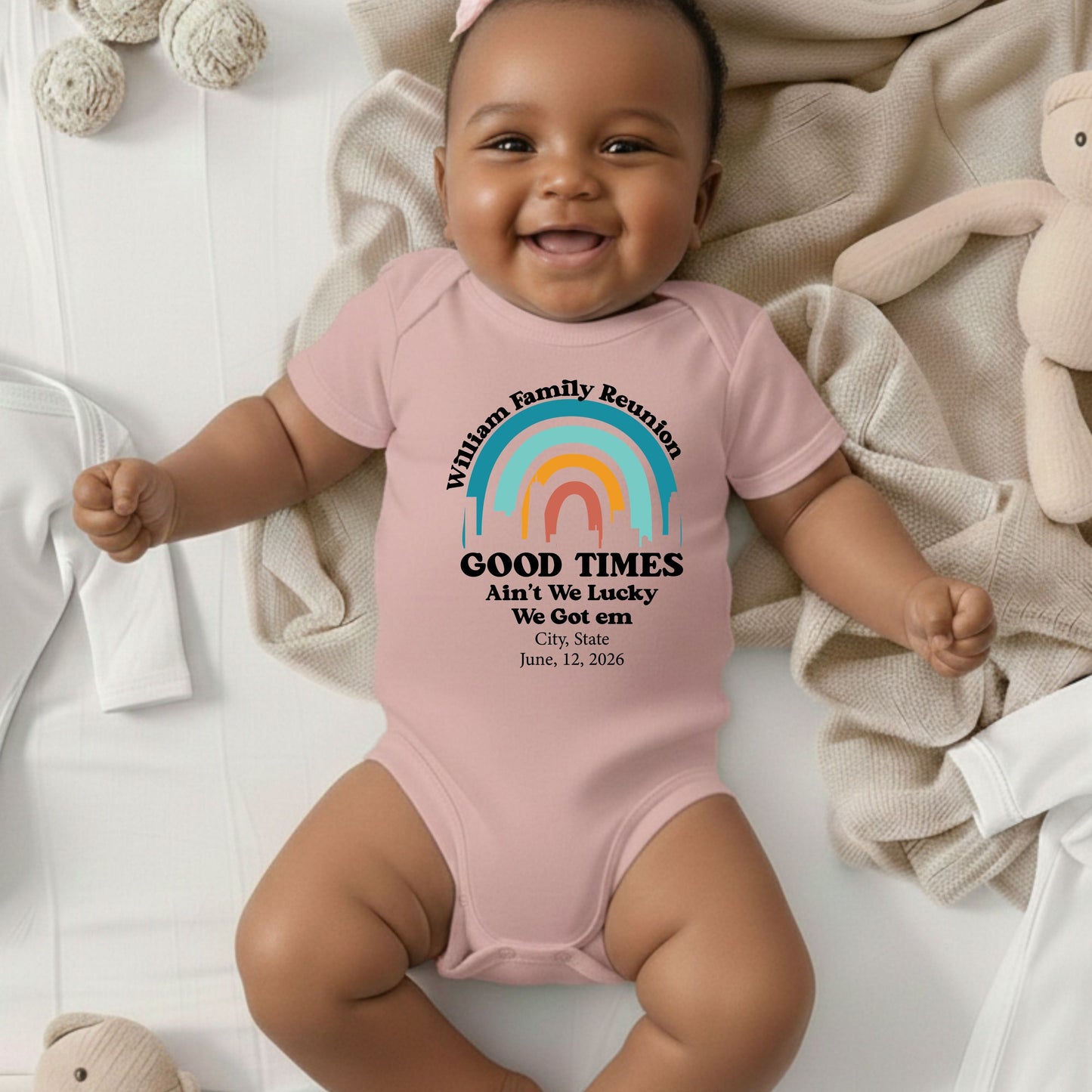 Custom Family Reunion T Shirts Personalized Family Name Tees Good Times Ain’t We Lucky Shirts Adult Youth Toddler Family Gathering Gift Matching Tees