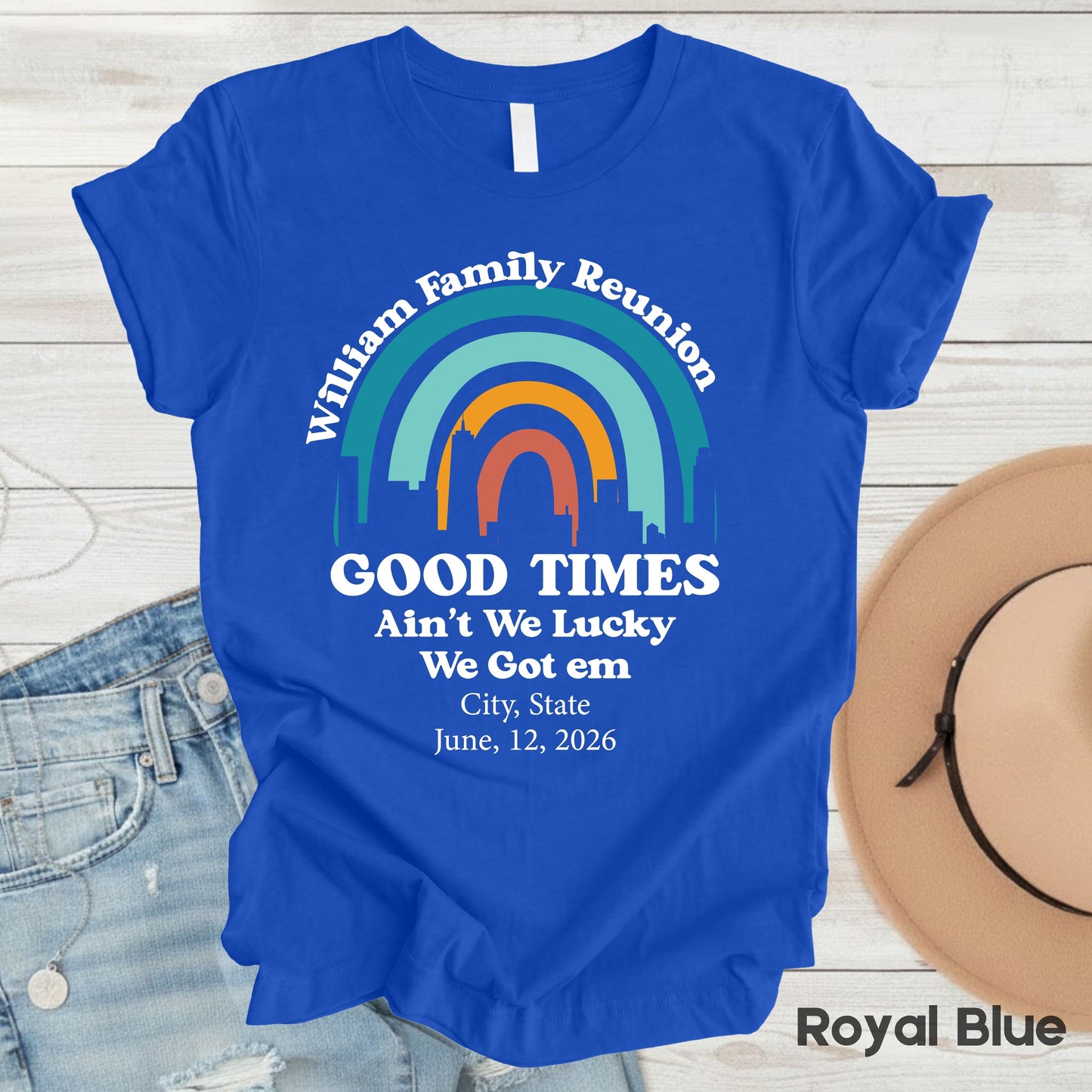 Custom Family Reunion T Shirts Personalized Family Name Tees Good Times Ain’t We Lucky Shirts Adult Youth Toddler Family Gathering Gift Matching Tees
