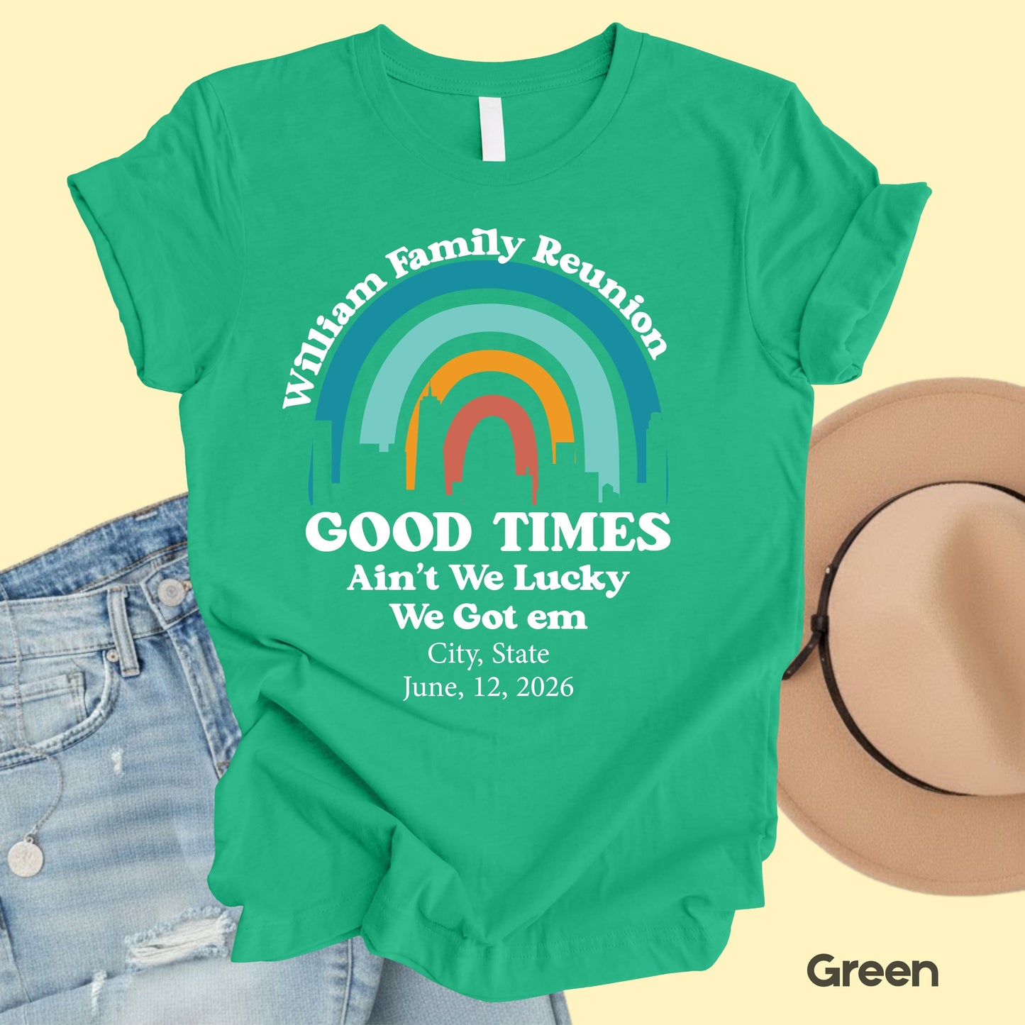 Custom Family Reunion T Shirts Personalized Family Name Tees Good Times Ain’t We Lucky Shirts Adult Youth Toddler Family Gathering Gift Matching Tees
