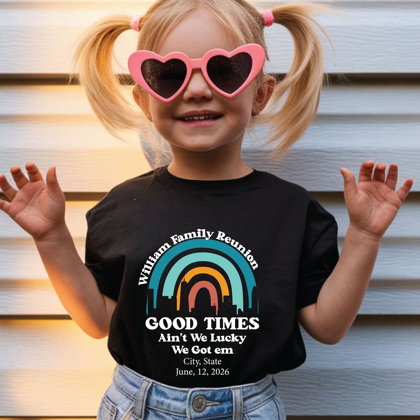 Custom Family Reunion T Shirts Personalized Family Name Tees Good Times Ain’t We Lucky Shirts Adult Youth Toddler Family Gathering Gift Matching Tees