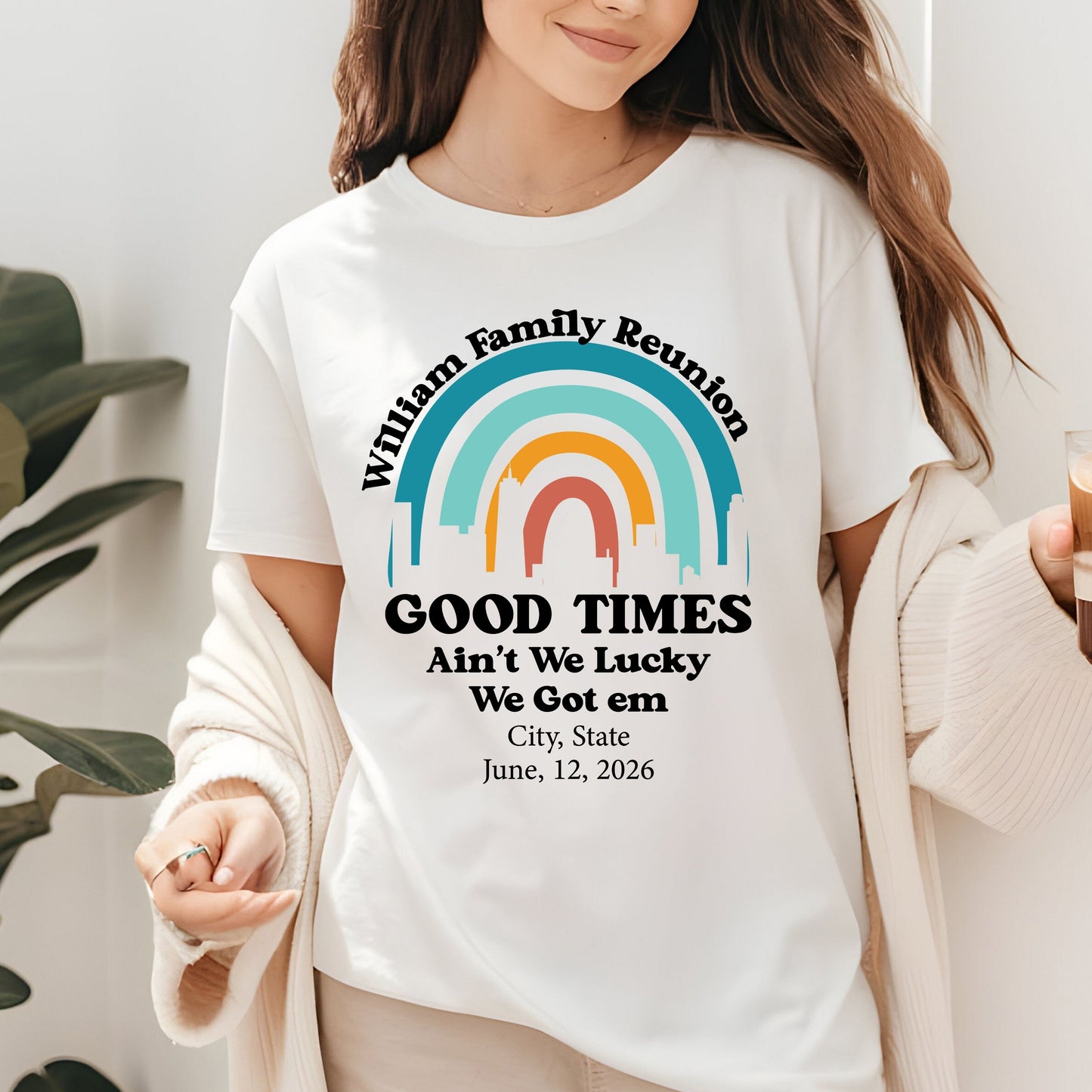 Custom Family Reunion T Shirts Personalized Family Name Tees Good Times Ain’t We Lucky Shirts Adult Youth Toddler Family Gathering Gift Matching Tees