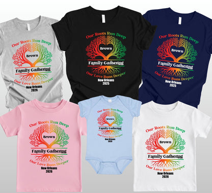 Custom Family Reunion T Shirts Personalized Family Name Tees Our Roots Run Deep Our Love Runs Deeper Shirt Adult Youth Toddler Tree Of Life Matching Tees