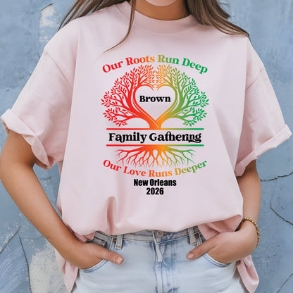 Custom Family Reunion T Shirts Personalized Family Name Tees Our Roots Run Deep Our Love Runs Deeper Shirt Adult Youth Toddler Tree Of Life Matching Tees