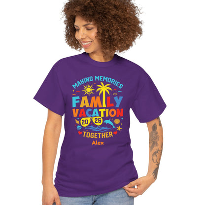 Custom Family Vacation 2026 T Shirts Personalized Name Tee Making Memories Together