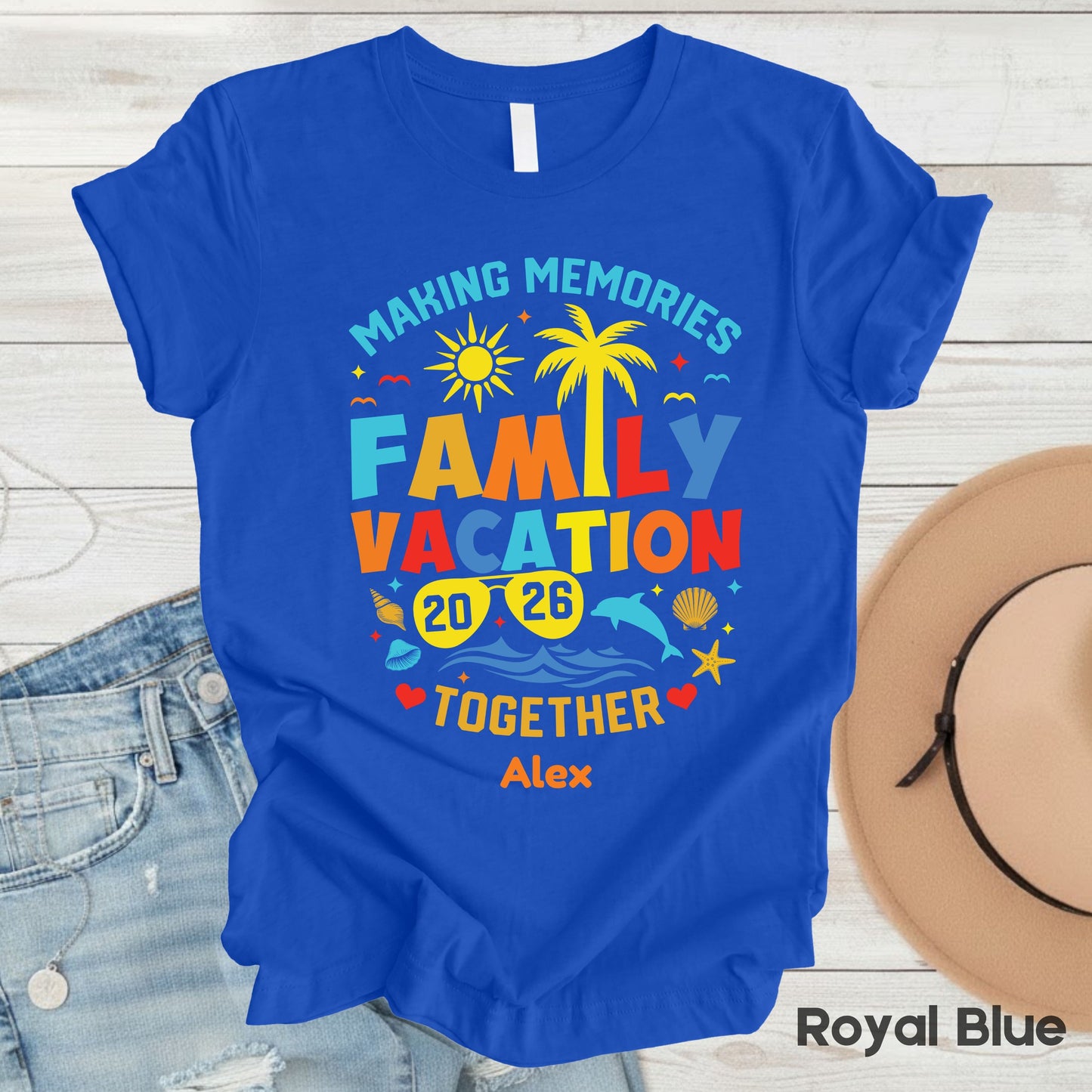 Custom Family Vacation 2026 T Shirts Personalized Name Tee Making Memories Together