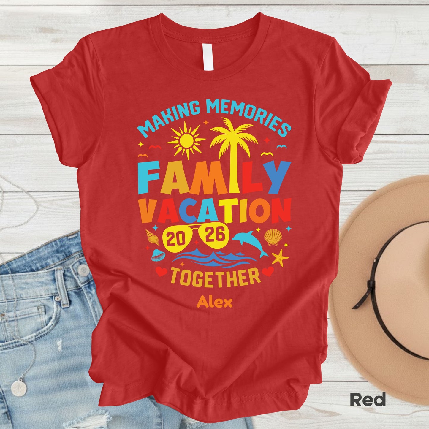 Custom Family Vacation 2026 T Shirts Personalized Name Tee Making Memories Together