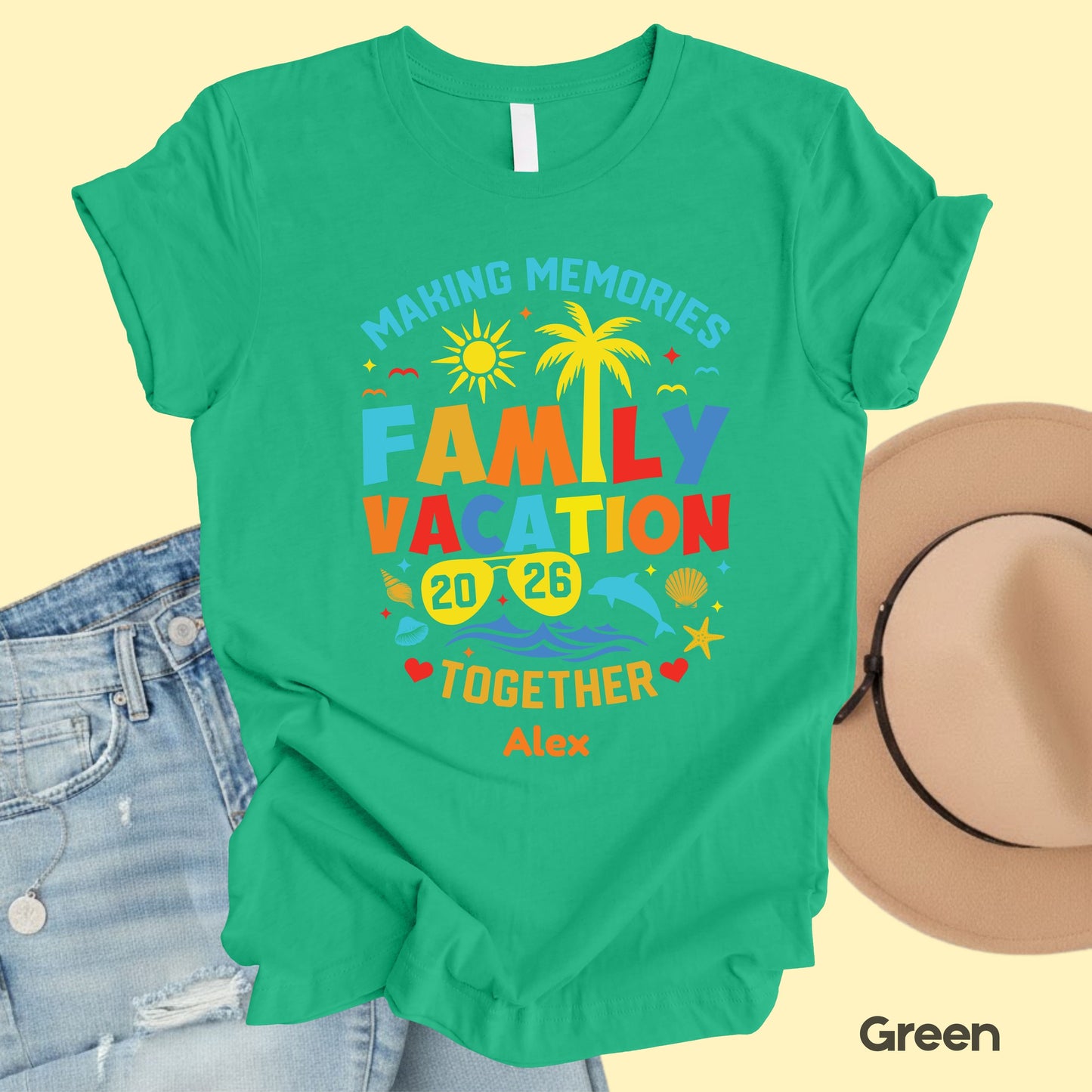 Custom Family Vacation 2026 T Shirts Personalized Name Tee Making Memories Together