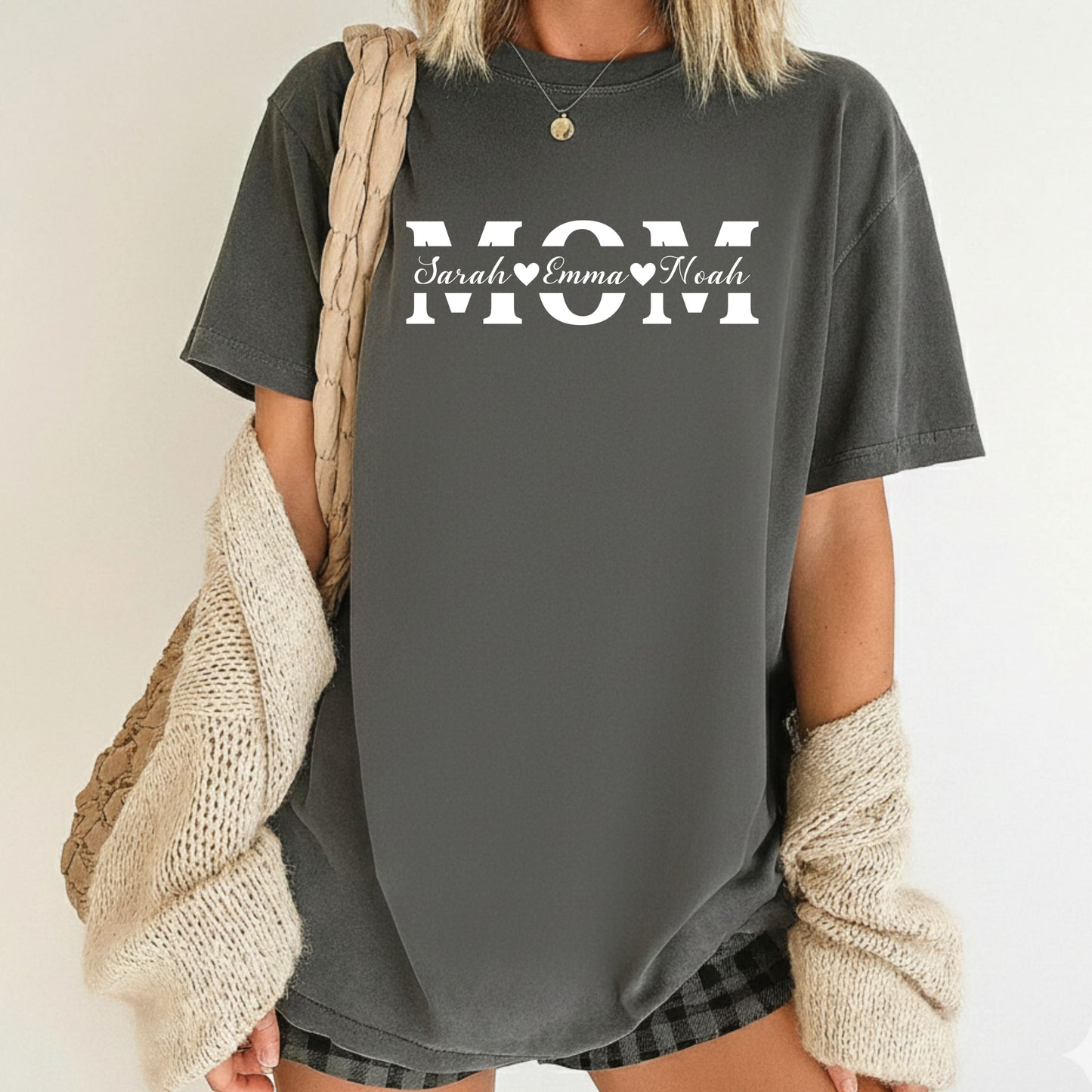 Custom Mom Comfort Colors T Shirts Mama Sweatshirt With Kids Name Mother's Day Gift Tees For Women Personalized Sweater