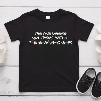 Custom Name 13th Birthday Shirt Official Teenager Youth Tee Personalized Birthday Gift For Girls Thirteen Year Old Childrens Party Outfit