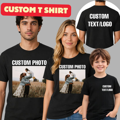 Custom Photo Shirt Personalized T-Shirt Your Logo Text Printed Tees Your Photo Family Picture Company Event Party Bulk Price Front Back