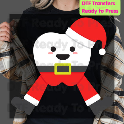 Cute Christmas Santa Claus DTF Transfers, Holiday Red Suit Hat Belt Festive Ready to Press