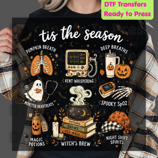 Halloween Respiratory Therapist DTF Transfers, RT Nurse Spooky Season Medical Ready to Press