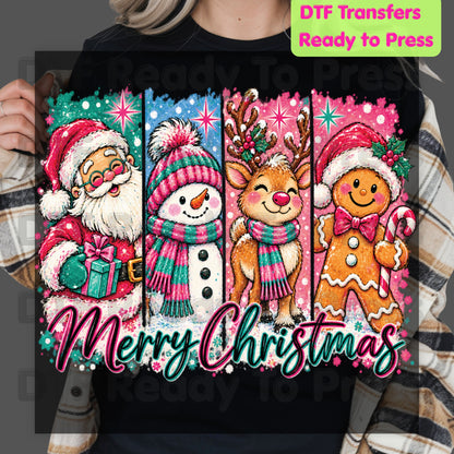 Christmas DTF Transfer, Santa Snowman Reindeer Gingerbread
