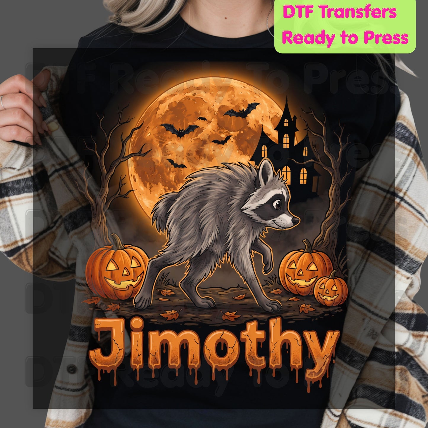 Halloween Jimothy Werewolf DTF Transfers, Spooky Moon Pumpkins Horror Ready to Press