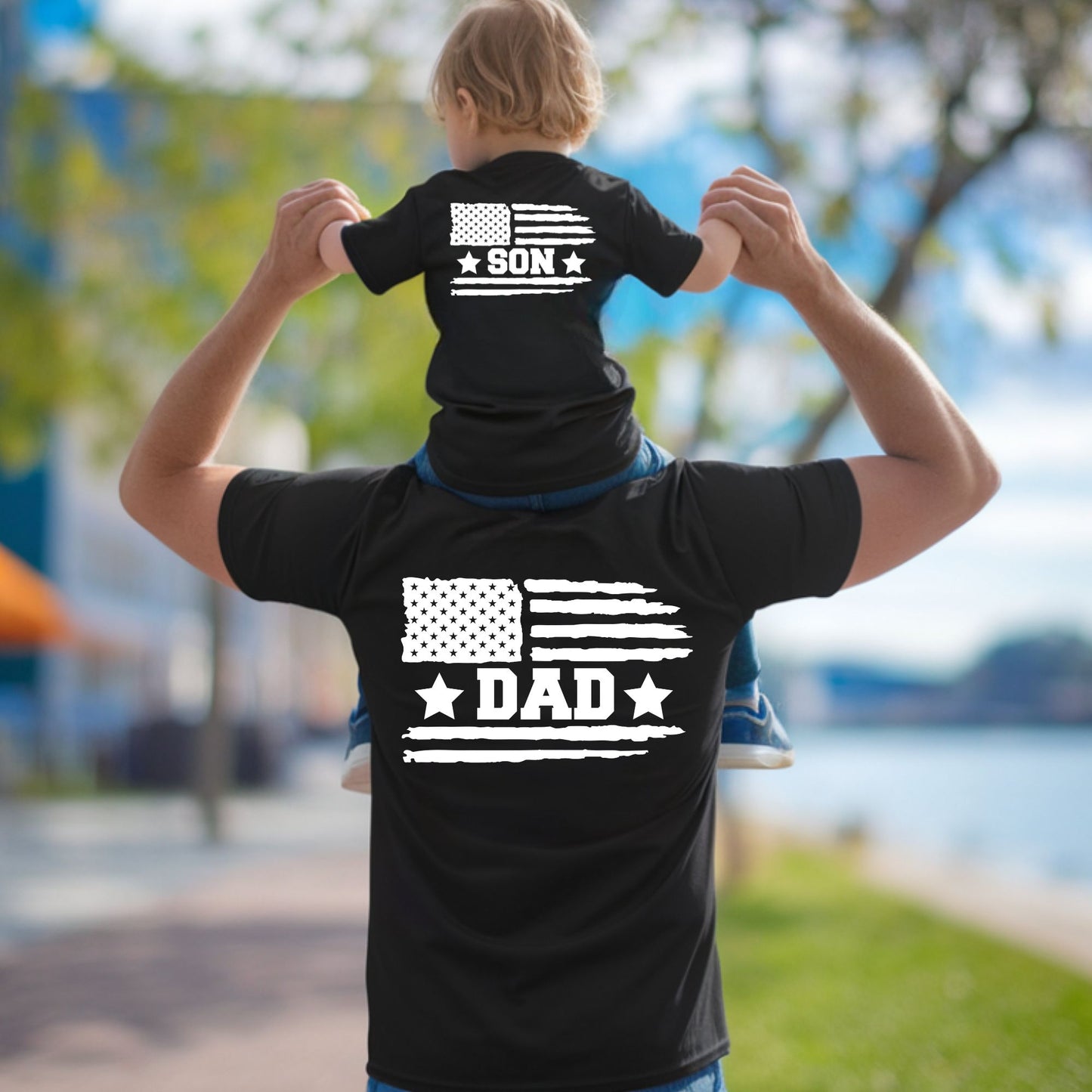 Dad and Son Shirts Patriotic USA Matching Fathers Day 4th of July Outfits Dad and Baby Jersey Tees Father Son Back Prints T Shirt