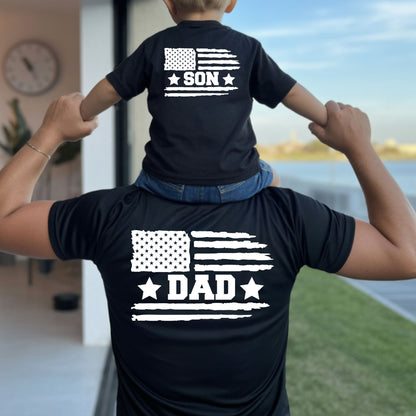 Dad and Son Shirts Patriotic USA Matching Fathers Day 4th of July Outfits Dad and Baby Jersey Tees Father Son Back Prints T Shirt