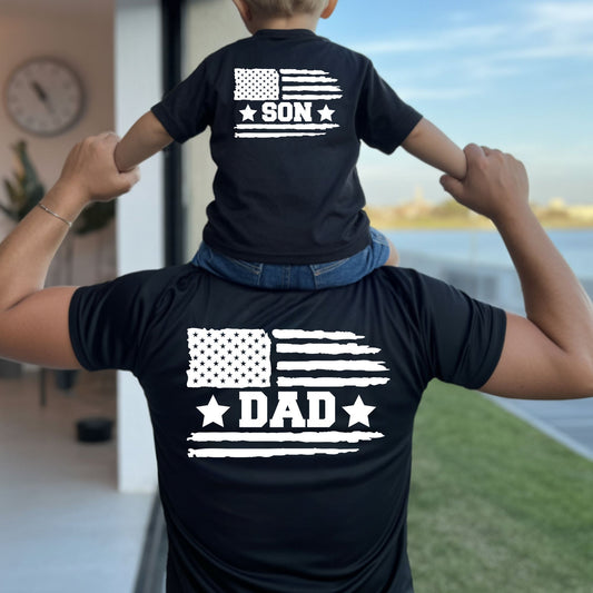 Dad and Son Shirts Patriotic USA Matching Fathers Day 4th of July Outfits Dad and Baby Jersey Tees Father Son Back Prints T Shirt