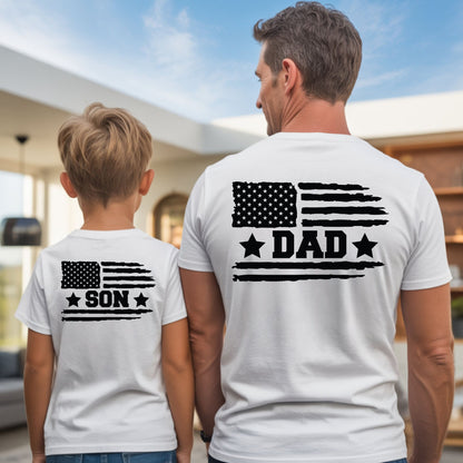 Dad and Son Shirts Patriotic USA Matching Fathers Day 4th of July Outfits Dad and Baby Jersey Tees Father Son Back Prints T Shirt