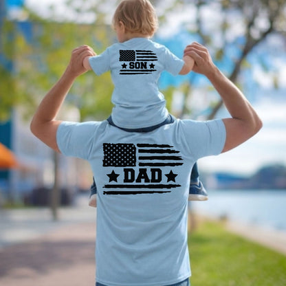 Dad and Son Shirts Patriotic USA Matching Fathers Day 4th of July Outfits Dad and Baby Jersey Tees Father Son Back Prints T Shirt