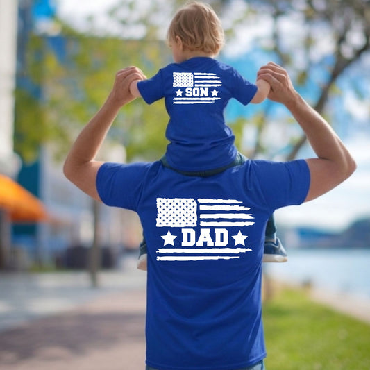 Dad and Son Shirts Patriotic USA Matching Fathers Day 4th of July Outfits Dad and Baby Jersey Tees Father Son Back Prints T Shirt