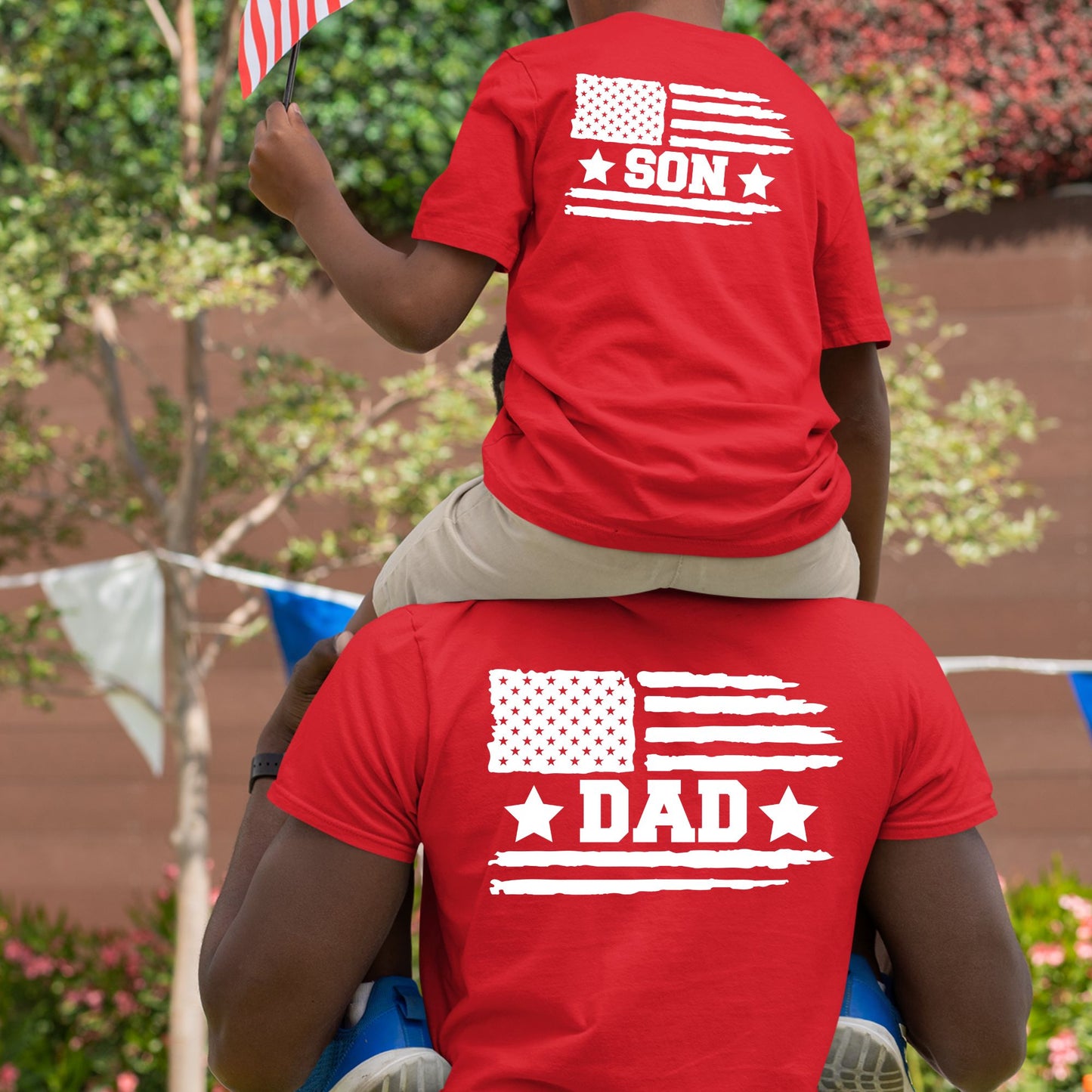 Dad and Son Shirts Patriotic USA Matching Fathers Day 4th of July Outfits Dad and Baby Jersey Tees Father Son Back Prints T Shirt