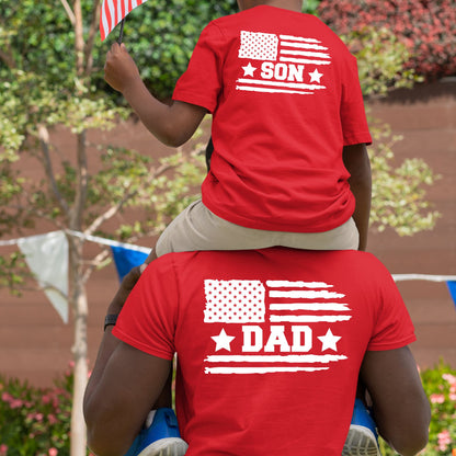 Dad and Son Shirts Patriotic USA Matching Fathers Day 4th of July Outfits Dad and Baby Jersey Tees Father Son Back Prints T Shirt