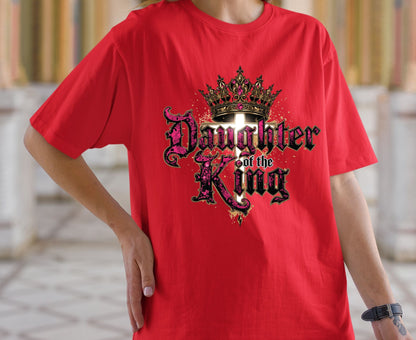 Daughter Of The King T Shirt Christian Princess Tee Pink Crown Cross Faith Shirt Adult Youth Toddler Baby Religious Gift Royal Faith Shirt