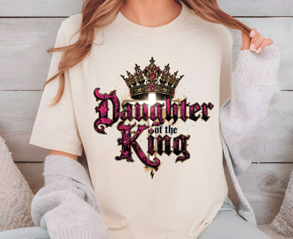 Daughter Of The King T Shirt Christian Princess Tee Pink Crown Cross Faith Shirt Adult Youth Toddler Baby Religious Gift Royal Faith Shirt