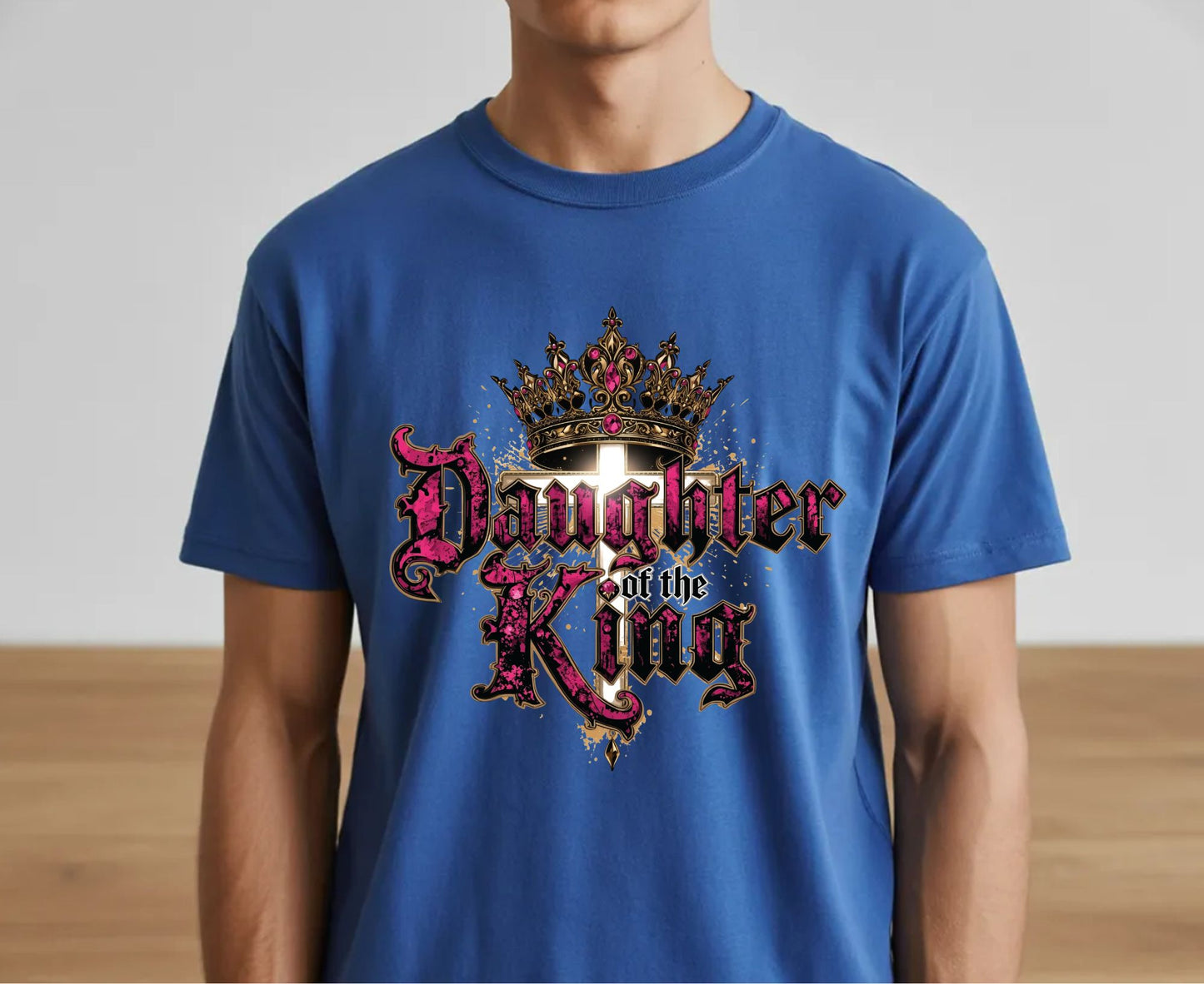 Daughter Of The King T Shirt Christian Princess Tee Pink Crown Cross Faith Shirt Adult Youth Toddler Baby Religious Gift Royal Faith Shirt