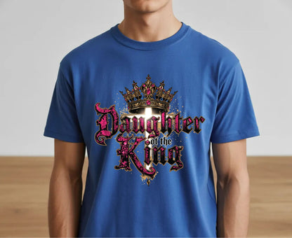 Daughter Of The King T Shirt Christian Princess Tee Pink Crown Cross Faith Shirt Adult Youth Toddler Baby Religious Gift Royal Faith Shirt
