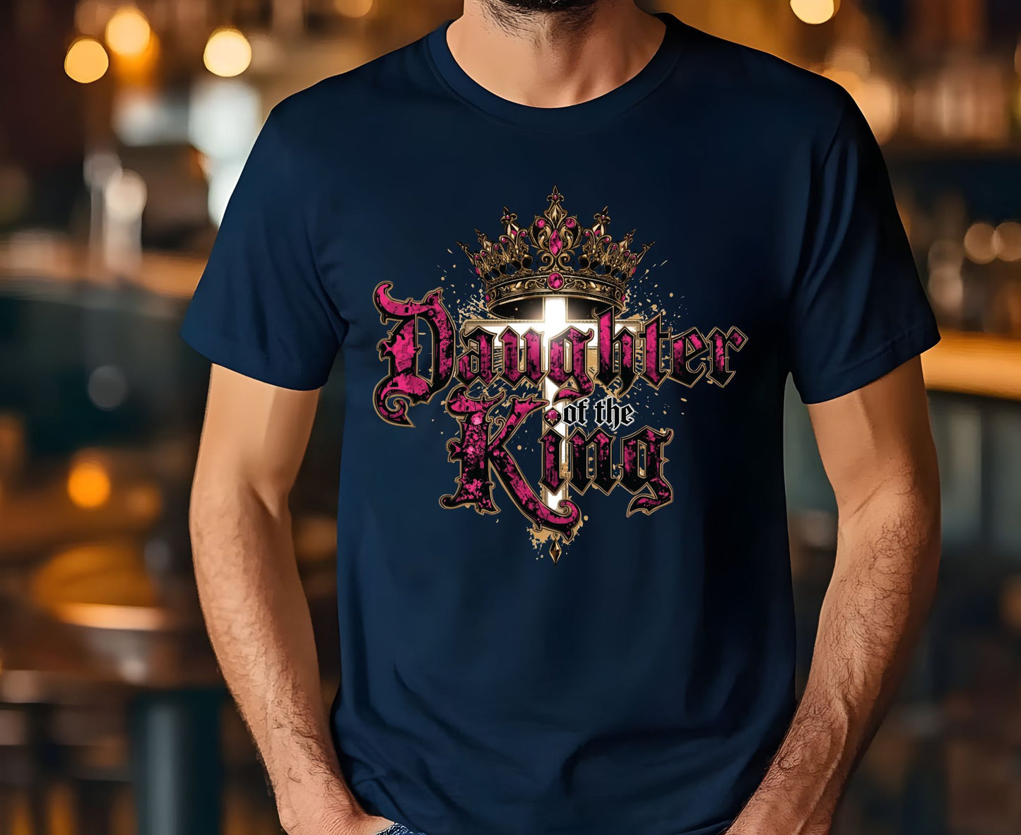 Daughter Of The King T Shirt Christian Princess Tee Pink Crown Cross Faith Shirt Adult Youth Toddler Baby Religious Gift Royal Faith Shirt