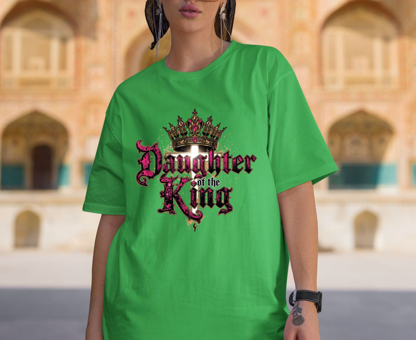 Daughter Of The King T Shirt Christian Princess Tee Pink Crown Cross Faith Shirt Adult Youth Toddler Baby Religious Gift Royal Faith Shirt