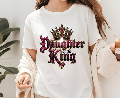 Daughter Of The King T Shirt Christian Princess Tee Pink Crown Cross Faith Shirt Adult Youth Toddler Baby Religious Gift Royal Faith Shirt