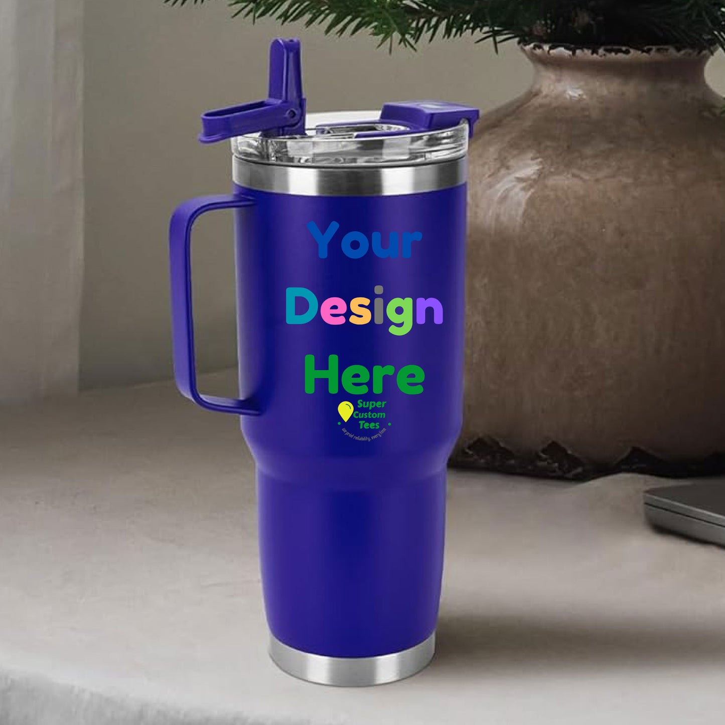 Custom Tumbler Insulated Stainless Steel Tumbler with Handle - 40 oz