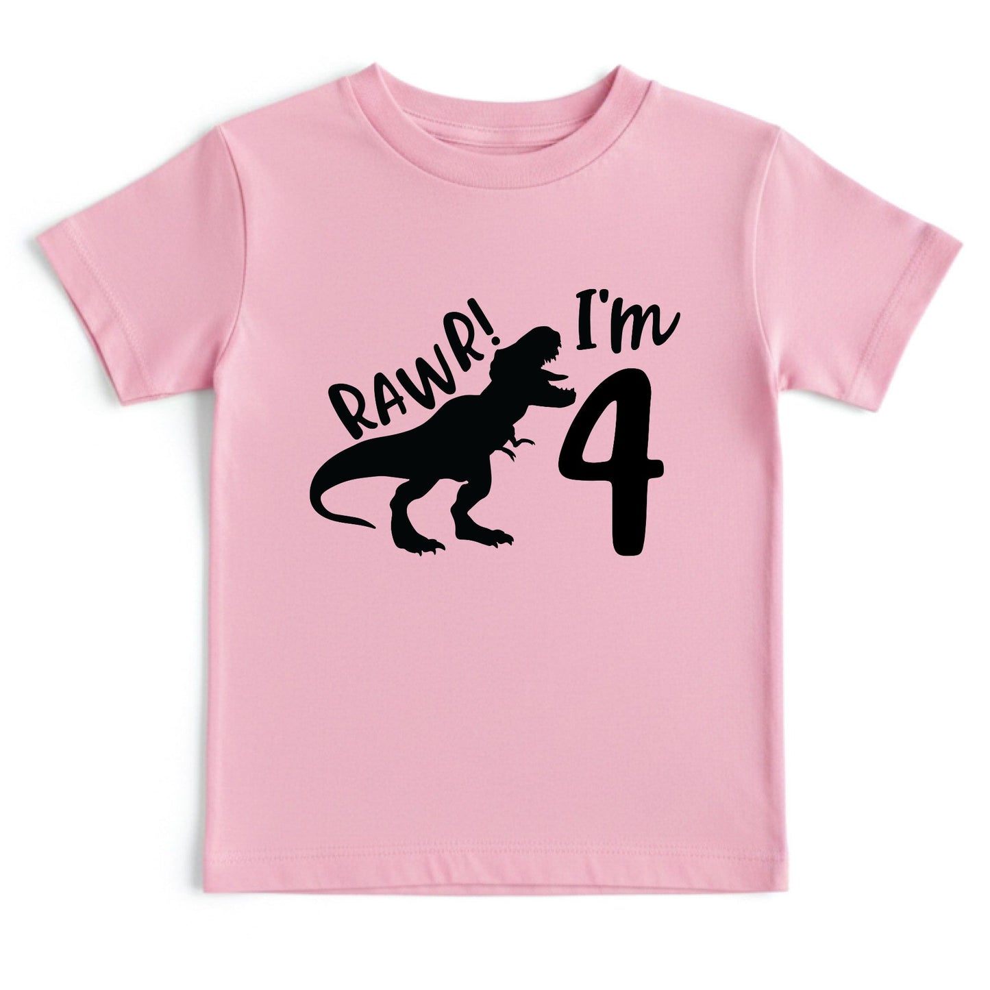 Dinosaur 4th Birthday Shirt Rawr Im 4 Toddler Tee Four Year Old Childrens Clothing TRex Kids Party Outfit 4th Birthday Gift Boy Birthday Tee