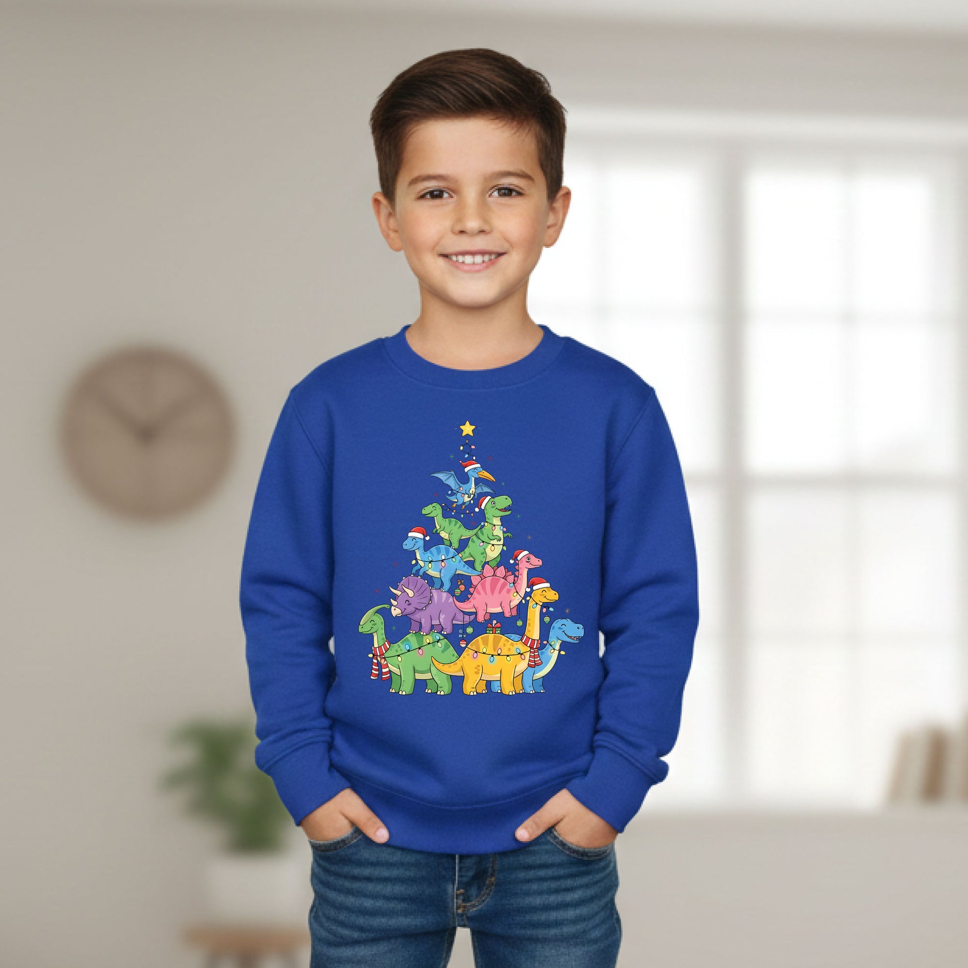 Dinosaur Christmas Tree Sweatshirt Dino Lover Xmas Tee Holiday Matching Sweater Kids Toddler Christmas Tree Shirt Cute Dino Top