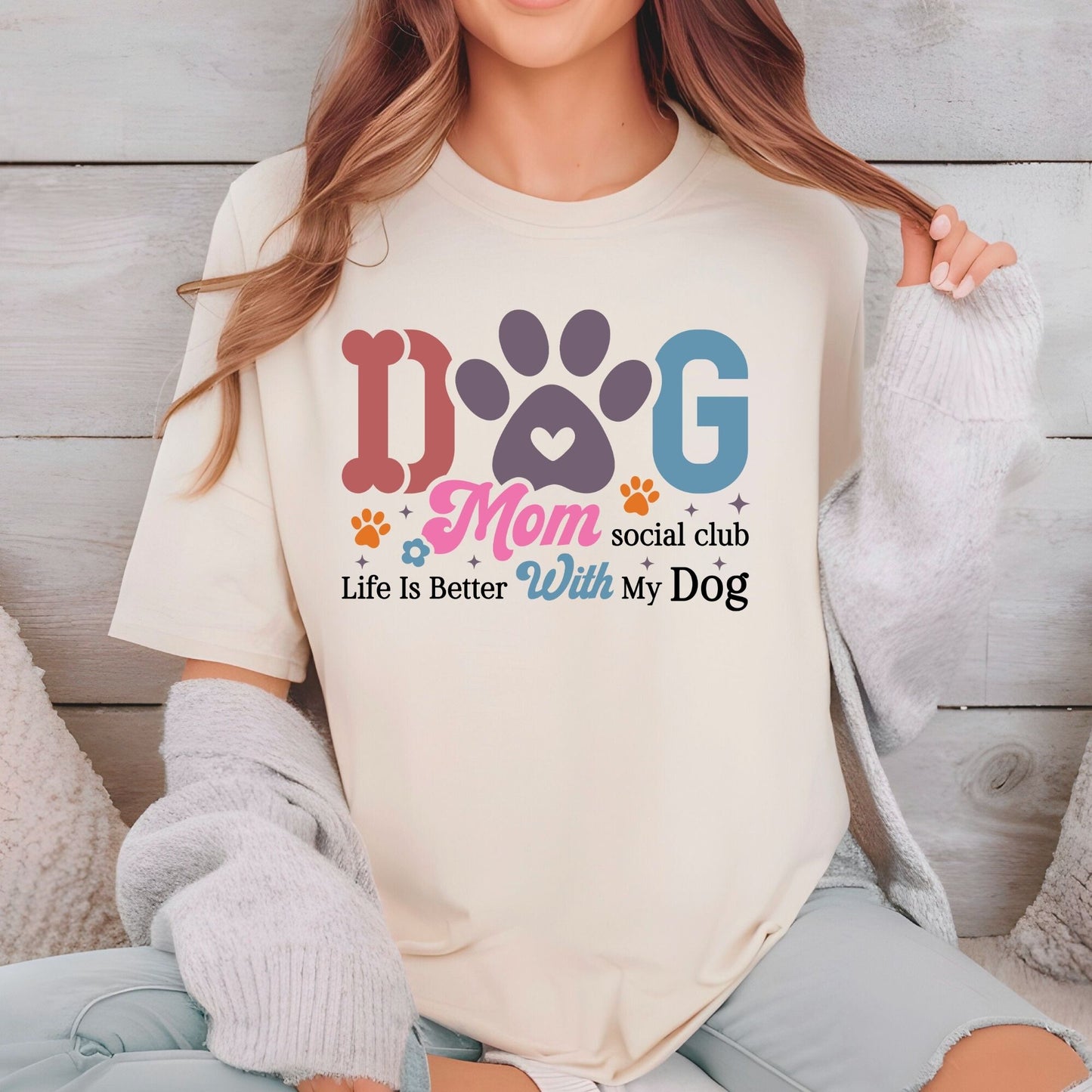 Dog Mom Social Club DTF Transfer ready to Press Mother's Day Animal Heat Transfer for Shirts Pet Lover UV Sticker Prints
