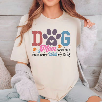 Dog Mom Social Club DTF Transfer ready to Press Mother's Day Animal Heat Transfer for Shirts Pet Lover UV Sticker Prints