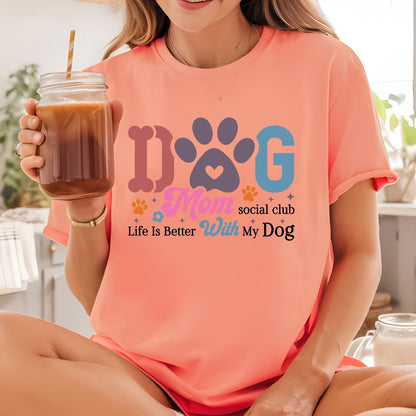 Dog Mom Social Club DTF Transfer ready to Press Mother's Day Animal Heat Transfer for Shirts Pet Lover UV Sticker Prints