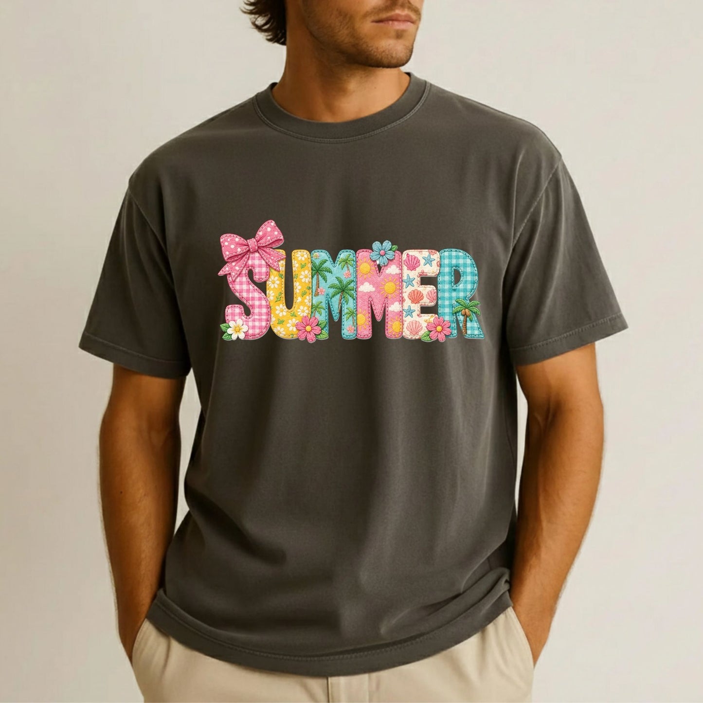 Doodle Summer Alphabet DTF Transfer Ready to Press Beach Vacation UV DTF Sticker Coquette Summer Heat Transfer for Shirts