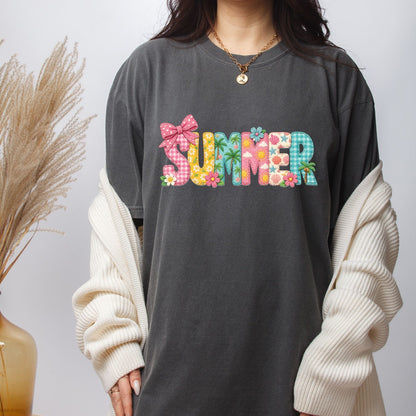 Doodle Summer Alphabet DTF Transfer Ready to Press Beach Vacation UV DTF Sticker Coquette Summer Heat Transfer for Shirts