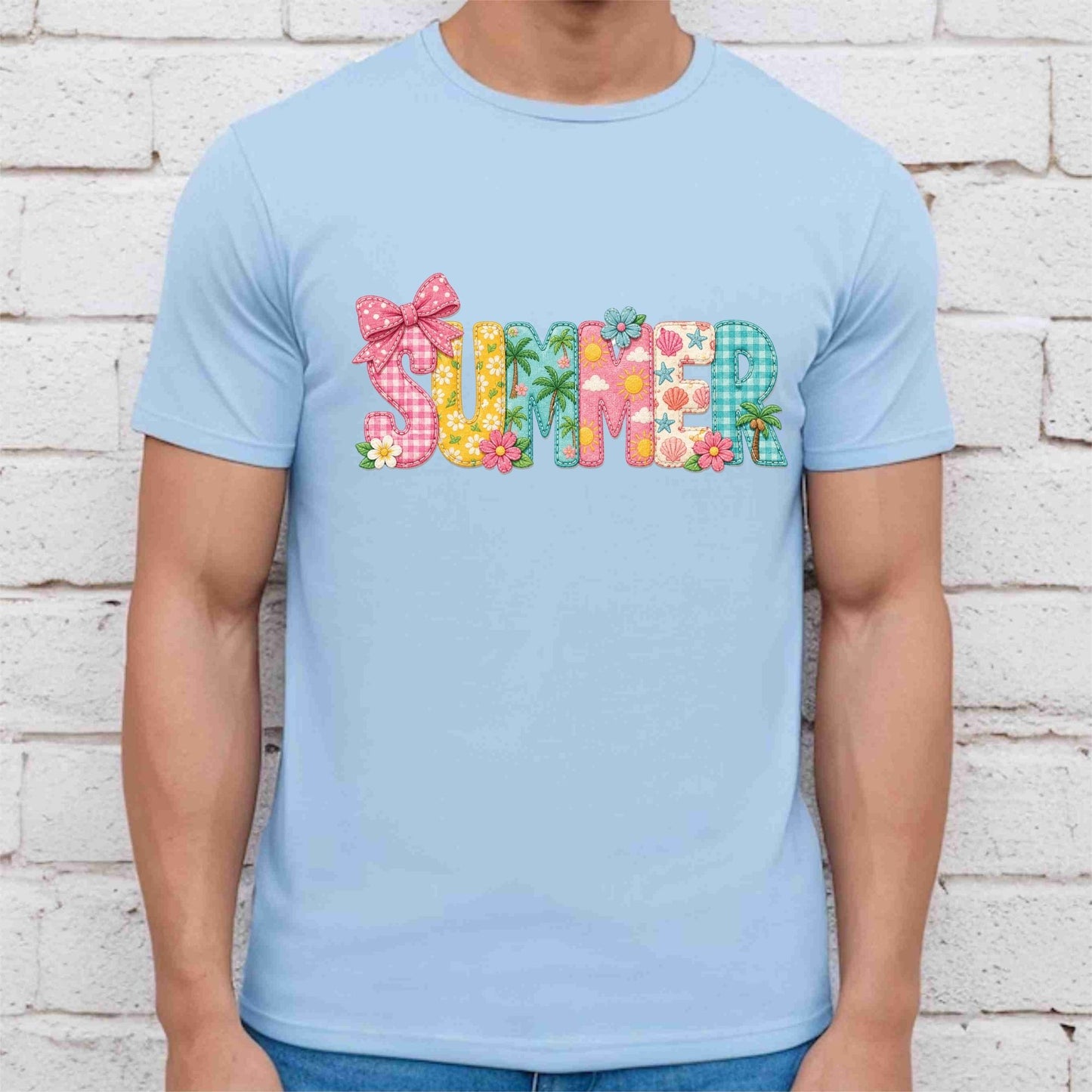 Doodle Summer Alphabet DTF Transfer Ready to Press Beach Vacation UV DTF Sticker Coquette Summer Heat Transfer for Shirts