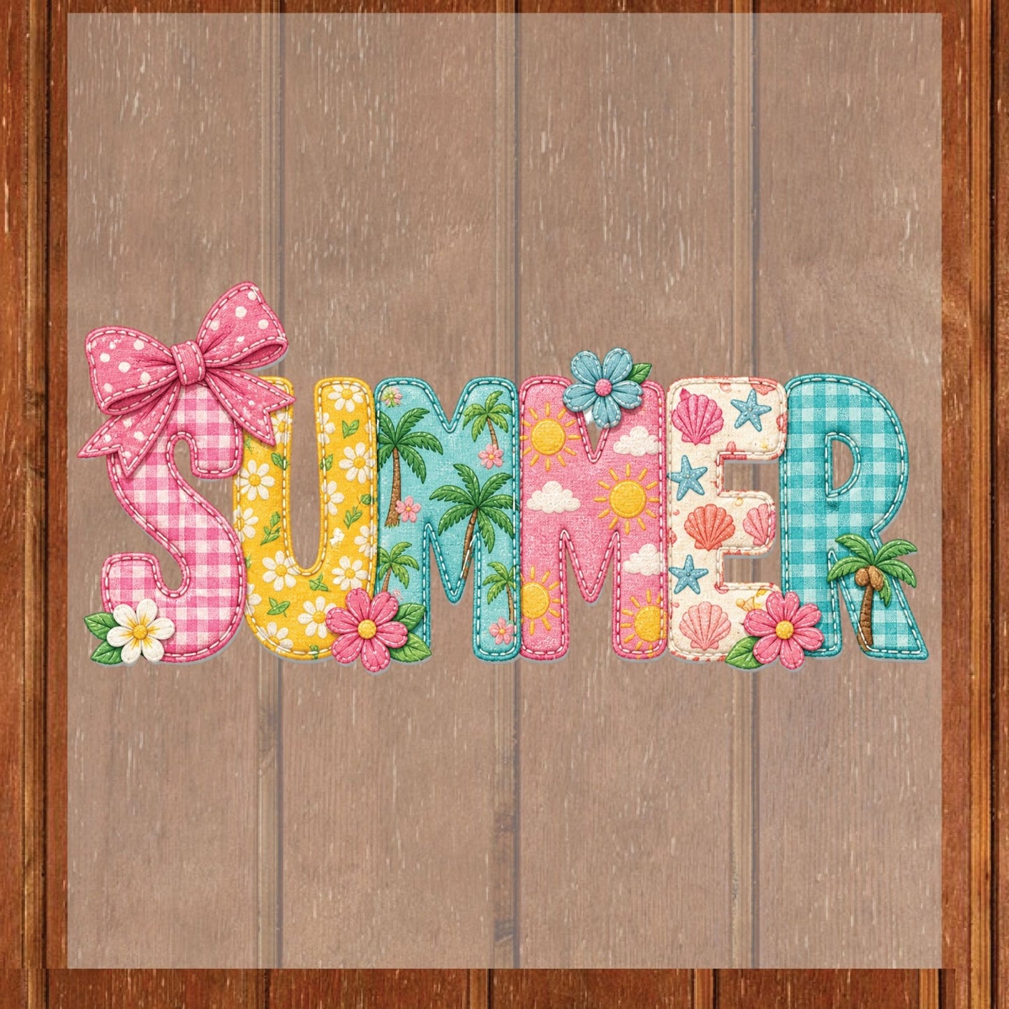 Doodle Summer Alphabet DTF Transfer Ready to Press Beach Vacation UV DTF Sticker Coquette Summer Heat Transfer for Shirts