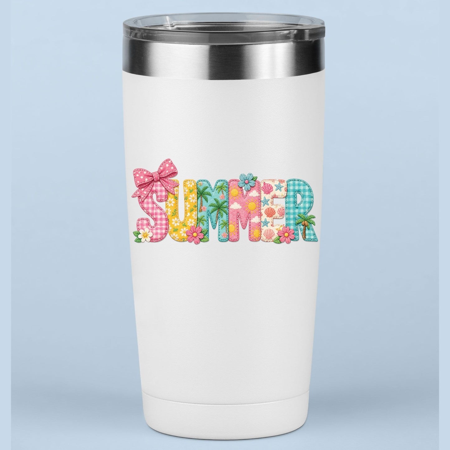 Doodle Summer Alphabet DTF Transfer Ready to Press Beach Vacation UV DTF Sticker Coquette Summer Heat Transfer for Shirts
