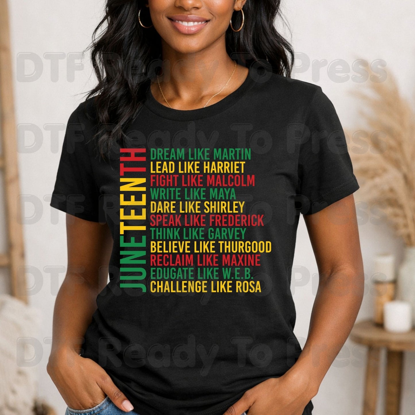 Dream Like Martin Lead Like Harriet Juneteenth DTF Transfer Ready to Press Black Leaders Heat Transfer for Shirts Black History UV Sticker