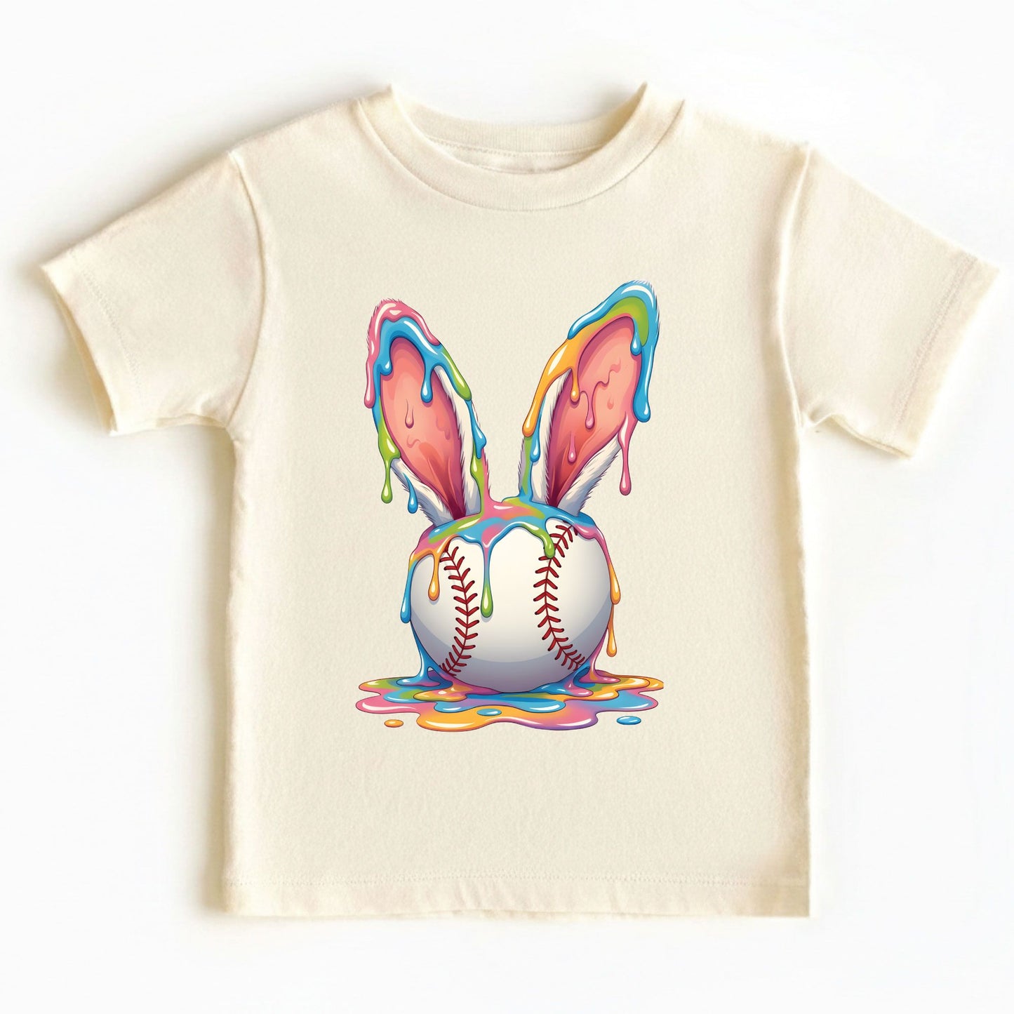 Easter Baseball Youth Shirt Colorful Paint Drip Bunny Ears Sweatshirt