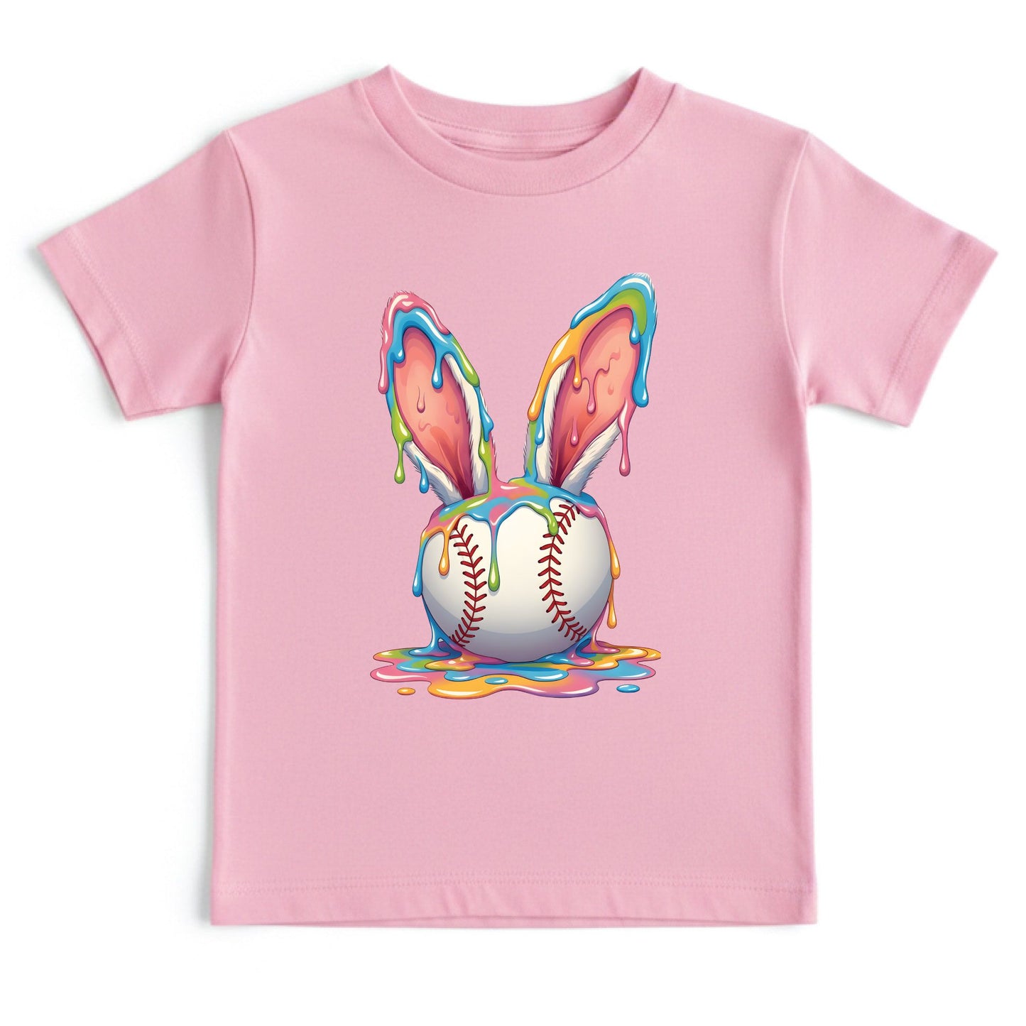 Easter Baseball Youth Shirt Colorful Paint Drip Bunny Ears Sweatshirt