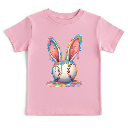 Easter Baseball Youth Shirt Colorful Paint Drip Bunny Ears Sweatshirt