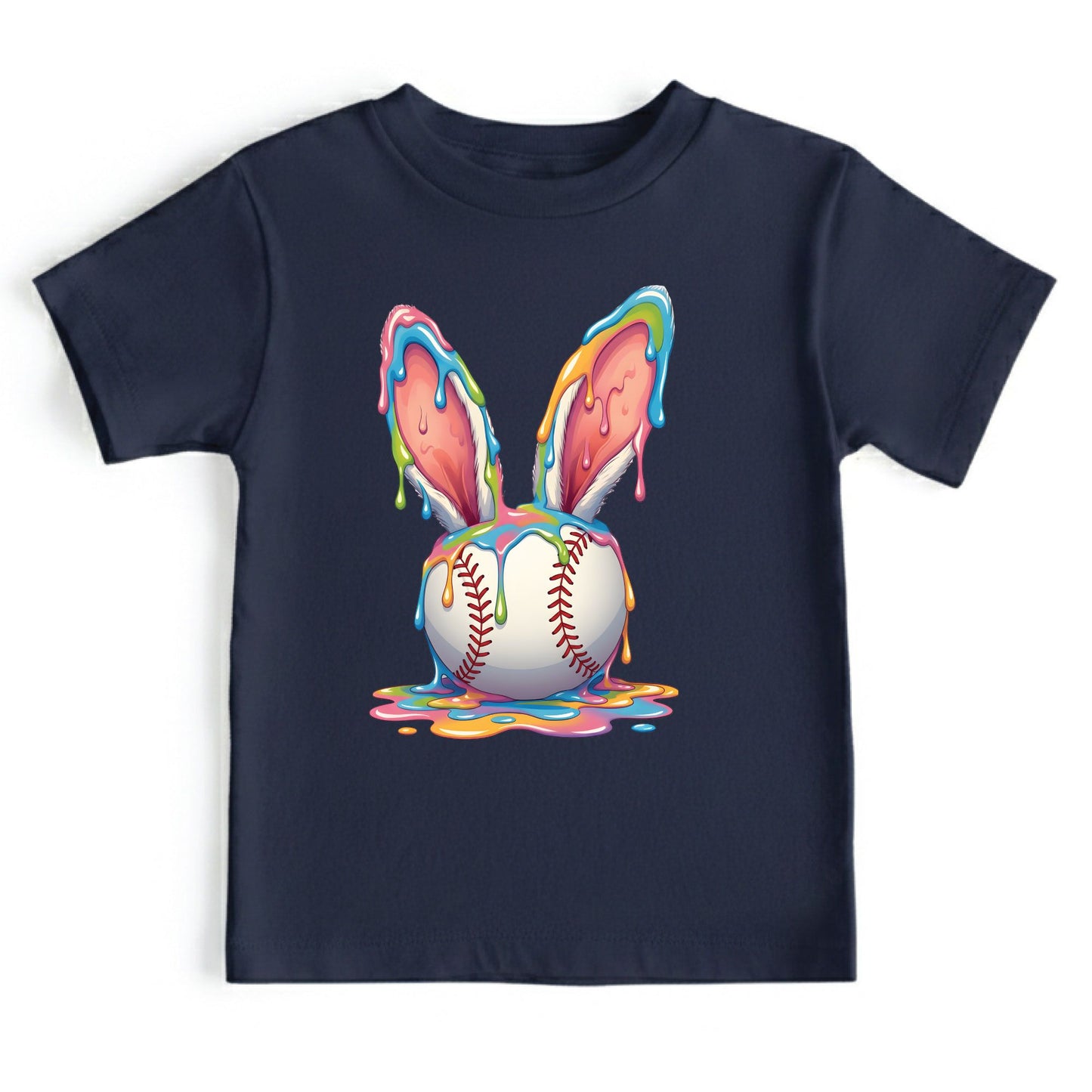 Easter Baseball Youth Shirt Colorful Paint Drip Bunny Ears Sweatshirt